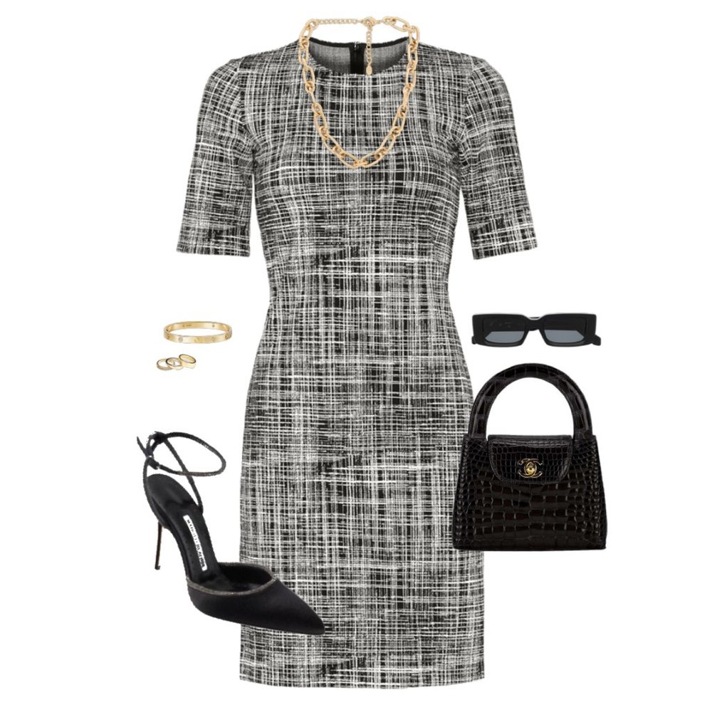 Theory checked sheath dress